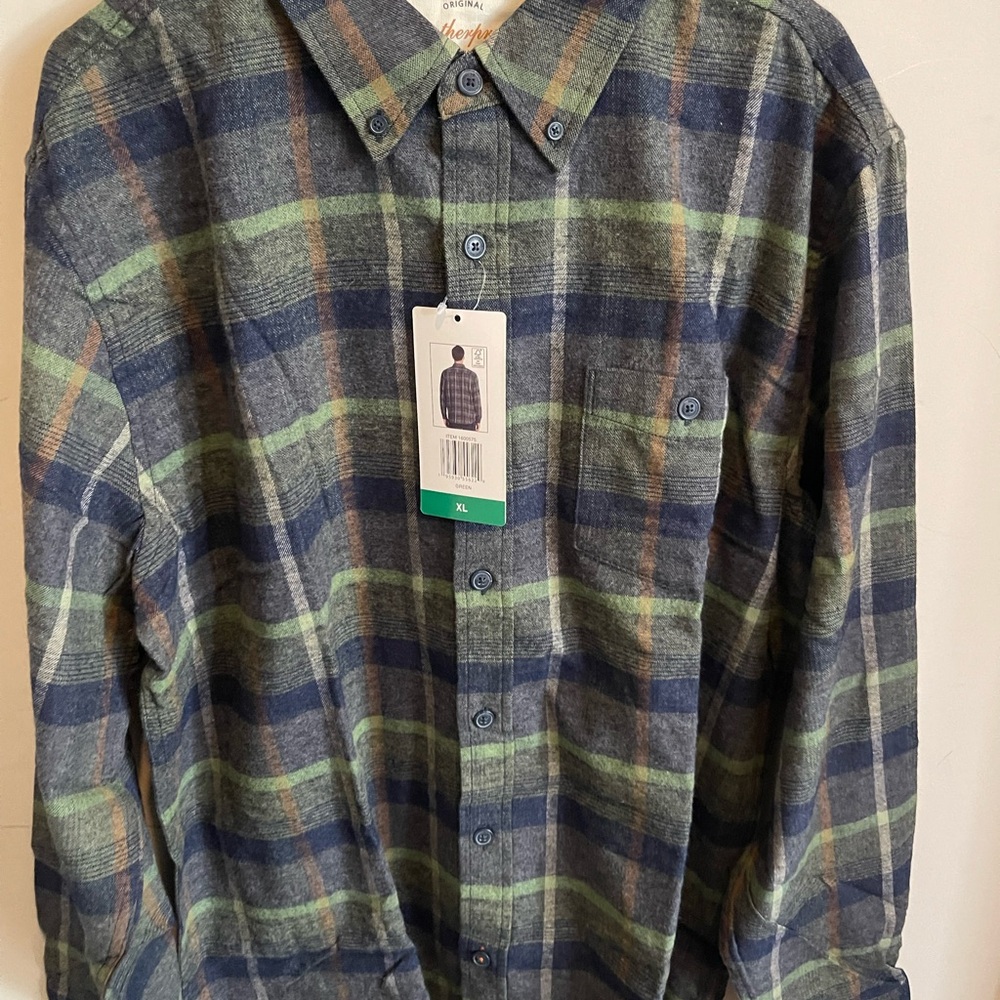 Weatherproof Vintage Men's Plaid Shirt - Green and Blue